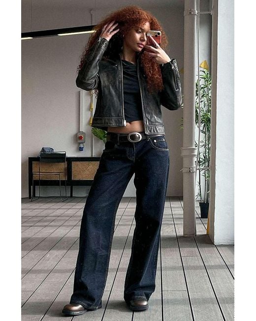 Motel Blue Dark Denim Low Rise Parallel Jeans