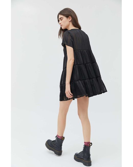 black tiered mini dress