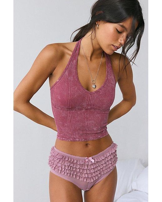Out From Under Multicolor Charlie Seamless Knit Halter Crop Top