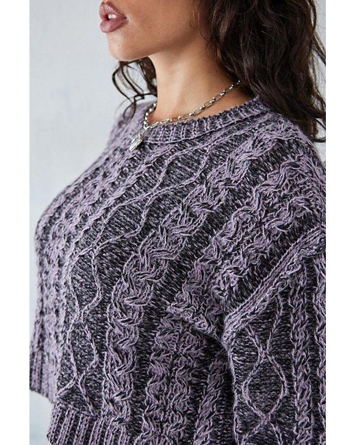 Urban Outfitters Purple Uo Acid Wash Cable Knit Sweater
