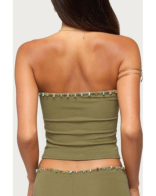 Edikted Green Monroah Bead Strapless Top