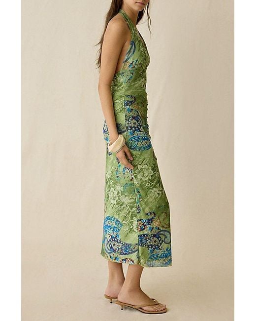 uo deep plunge halter ruched mesh midi dress Urban Outfitters UO Deep Plunge Halter Ruched Mesh Midi Dress