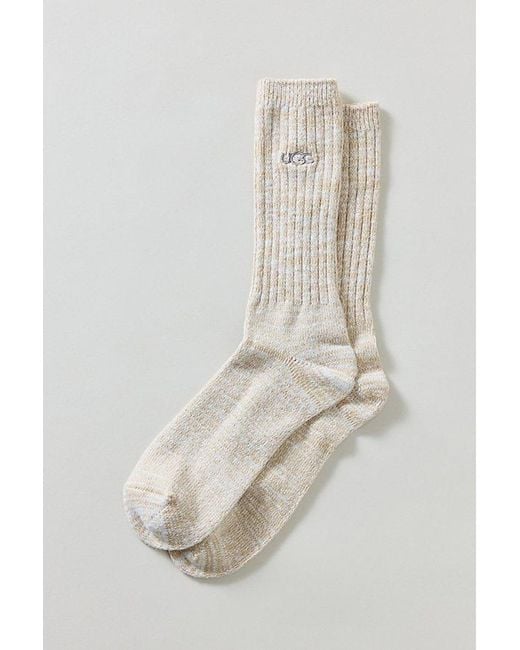 Ugg White Trey Ribbed Knit Crew Sock for men