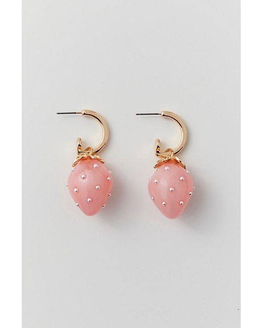 Urban Outfitters Brown Strawberry Charm Hoop Earring