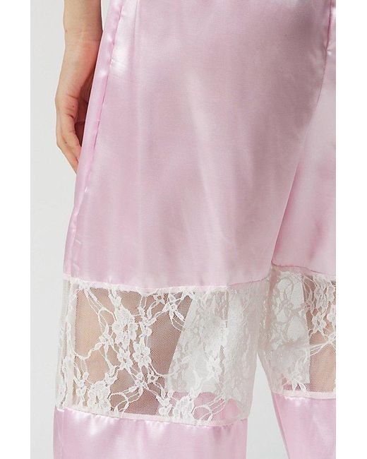 Urban Renewal Pink Remade Lace Insert Silky Pull-On Pant