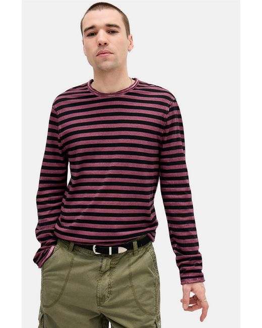 BDG Red Stripe Grunge Long Sleeve T-shirt for men