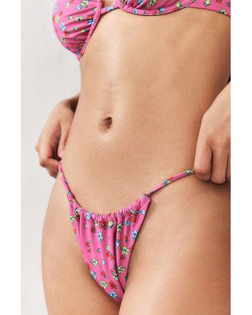 Out From Under Pink Floral Ruched Bikini Bottoms