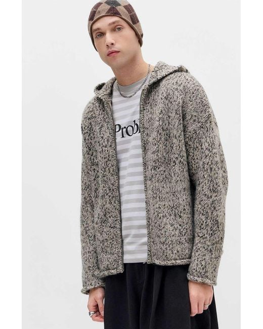 Ayker Gray Stone Zip-through Slub Hoodie for men