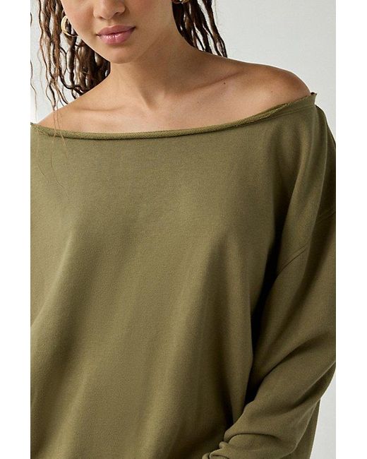 Out From Under Green Ariana Oversized Off-The-Shoulder Sweatshirt