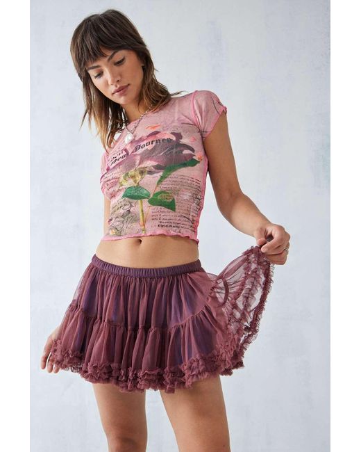 Urban Outfitters Red Uo Tulle Tutu Micro-mini Skirt