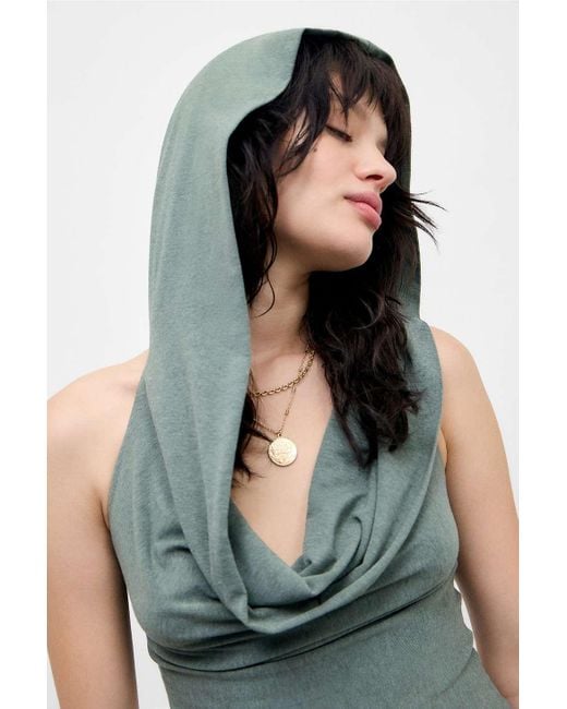 Silence + Noise Green Silence + Noise Coyote Hooded Cowl Halter Top