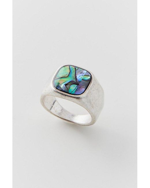 Urban Outfitters Blue Abalone Signet Ring for men