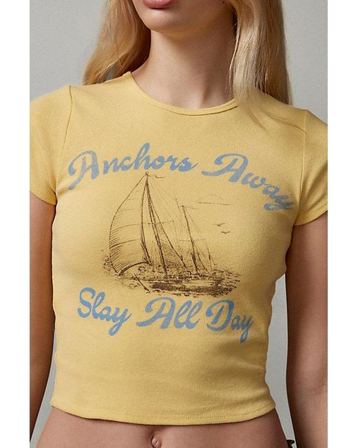 BDG Blue Anchors Away Perfect Baby Tee