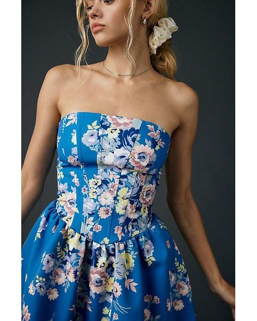 Kimchi Blue Black Sugar Plum Strapless Corset Mini Dress