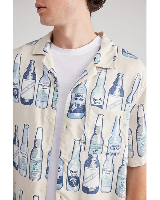 BDG White Drinks Printed Short Sleeve Shirt Top for men