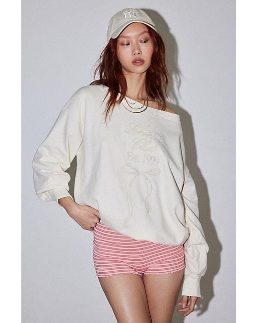 Out From Under White Imani Oversized Off-The-Shoulder Sweatshirt