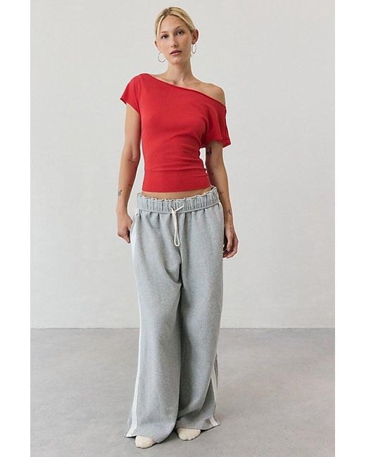 Out From Under Red Off-The-Shoulder Banded Hem Tee