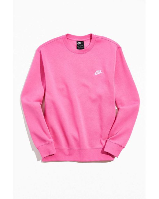 Nike Sportswear Club Fleece Crew Neck Sweatshirt in Pink for Men - Lyst