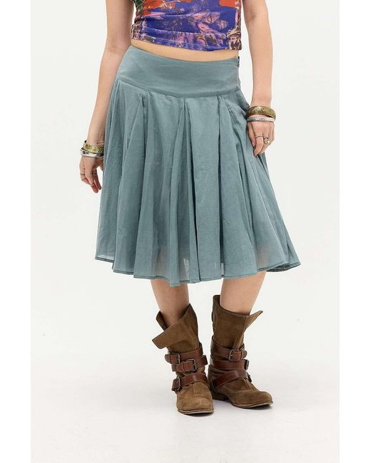 Urban Outfitters Blue Uo Olga Voile Midi Skirt