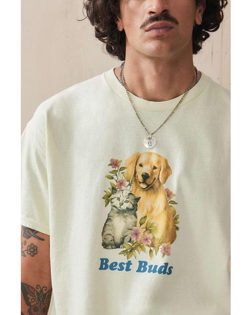 Urban Outfitters Natural Uo Yellow Best Buds T-shirt for men