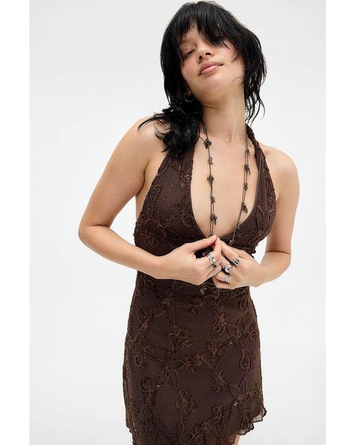 Motel Brown Codami Sequin Mini Dress