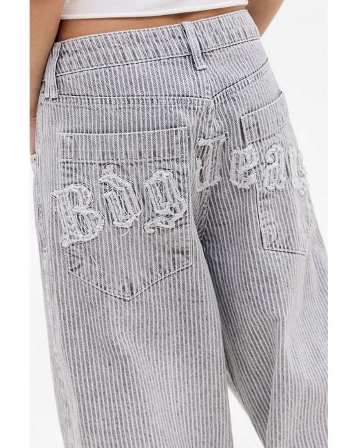 BDG Gray Jaya Stripe Appliqué Jeans