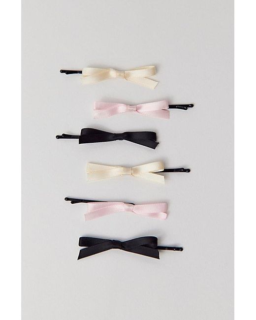 Urban Outfitters Brown Satin Bow Hair Slide 6-Pack Set