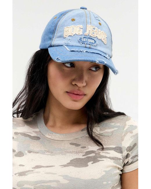 BDG Blue Distressed Applique Logo Cap