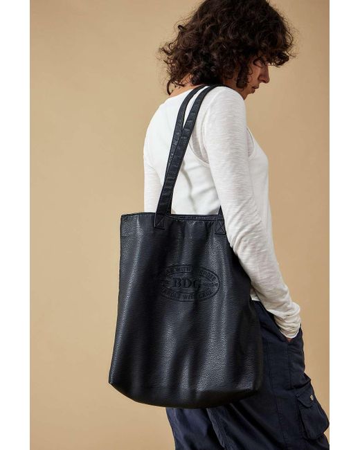 BDG Black Washed Faux Leather Tote Bag