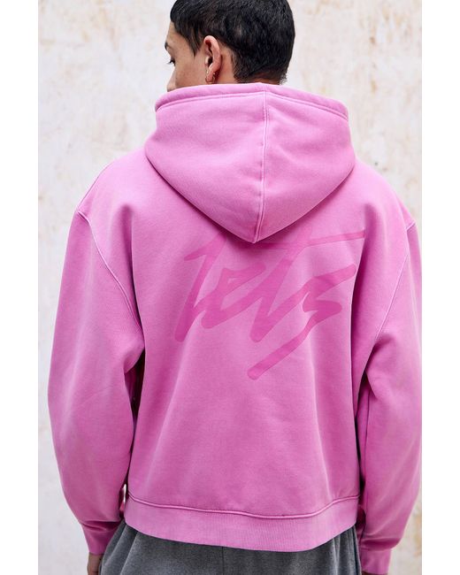 iets frans Pink Script Zip-through Hoodie for men