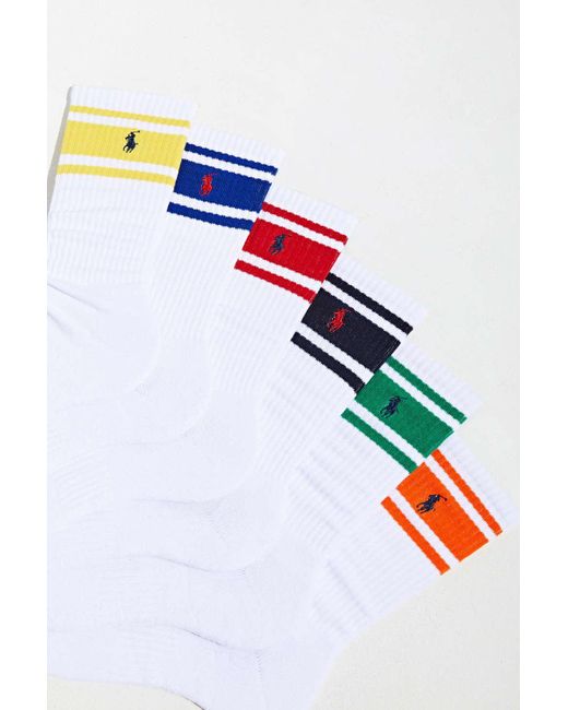 Polo Ralph Lauren Blue Uo Exclusive Stripe Crew Sock 6-pack for men
