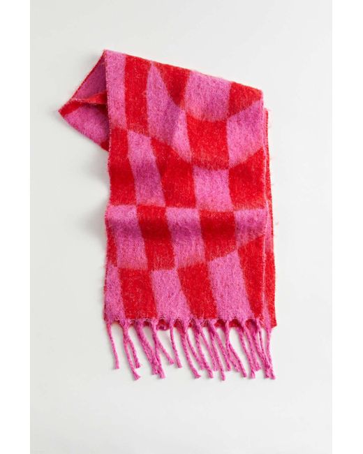 Urban Outfitters Pink Checkerboard Scarf for men