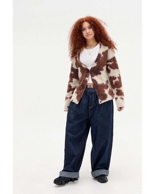 Jaded London Cow Print Chuck Cardigan Xs At Urban Outfitters in