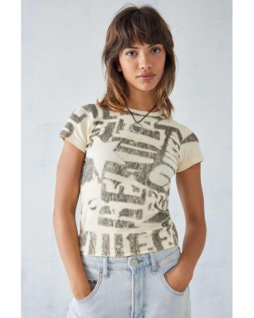 Urban Outfitters White Uo Pop Queen Punk Glitch Baby T-shirt