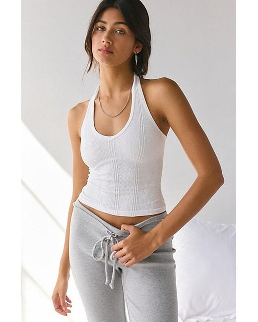 Out From Under White Charlie Seamless Knit Halter Crop Top