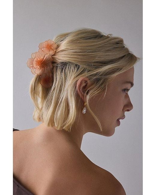 Urban Outfitters Orange Triple Hibiscus Floral Claw Clip