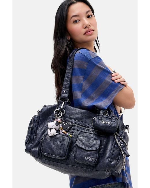 BDG Blue Lulu Pocket Faux Leather Shoulder Bag