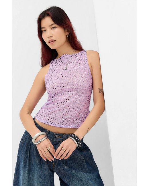 Motel Purple Dudley Sequin Top