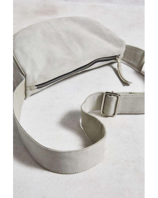 Urban Outfitters White Uo Suede Contrast Stitch Sling Bag