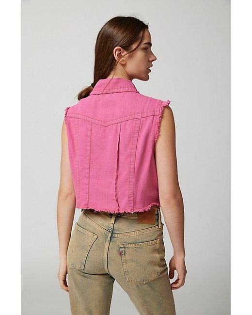 Urban Renewal Pink Remade Overdyed Denim Vest Jacket