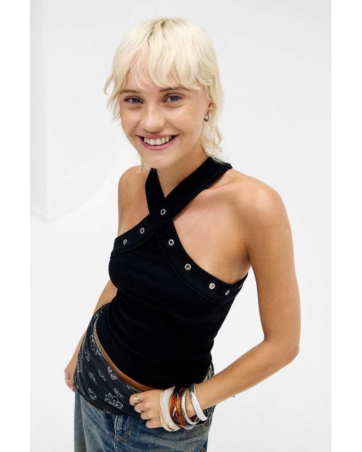 Silence + Noise Black Silence + Noise Gia Eyelet Halter Top