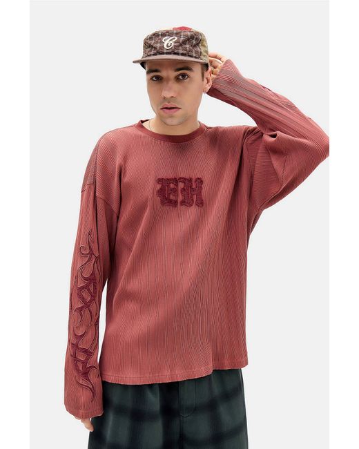Ed Hardy Red Uo Exclusive Rosewood Rib Appliqué T-shirt for men