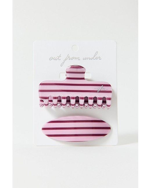 Out From Under Multicolor Patterned Claw Clip & Barrette Set