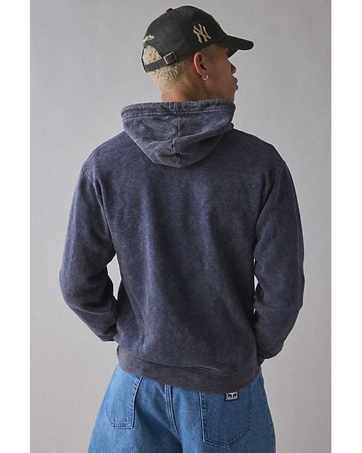 Vintage & ReMADE by UO Blue Remade By Uo Acid Wash Zip-Up Hoodie Sweatshirt for men