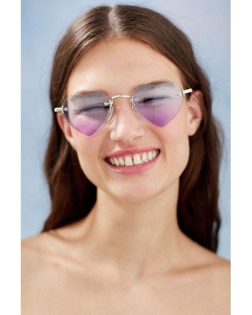Urban Renewal Vintage Rimless Heart Sunglasses in Blue Lyst