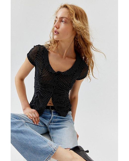 Urban Outfitters Black Uo Josephine Printed Blouse