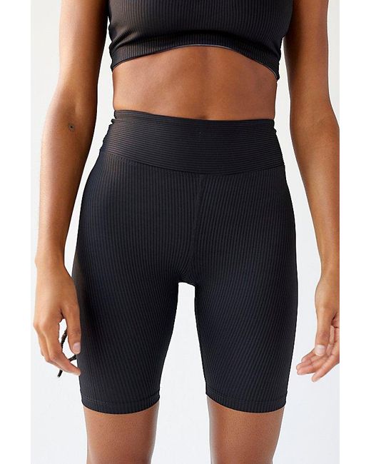 Year Of Ours Blue Ribbed High-Waisted Bike Short