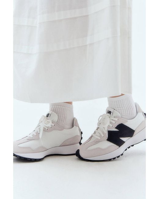 New Balance White & Black 327 Trainers