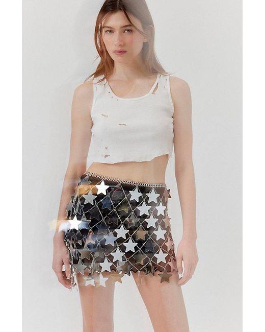 Urban Outfitters White Vega Mirrored Star Skirt