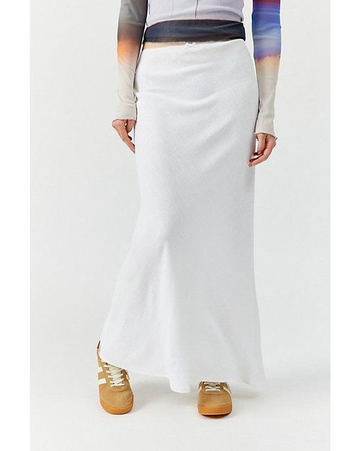 Urban Renewal White Remnants Slub Linen Maxi Skirt